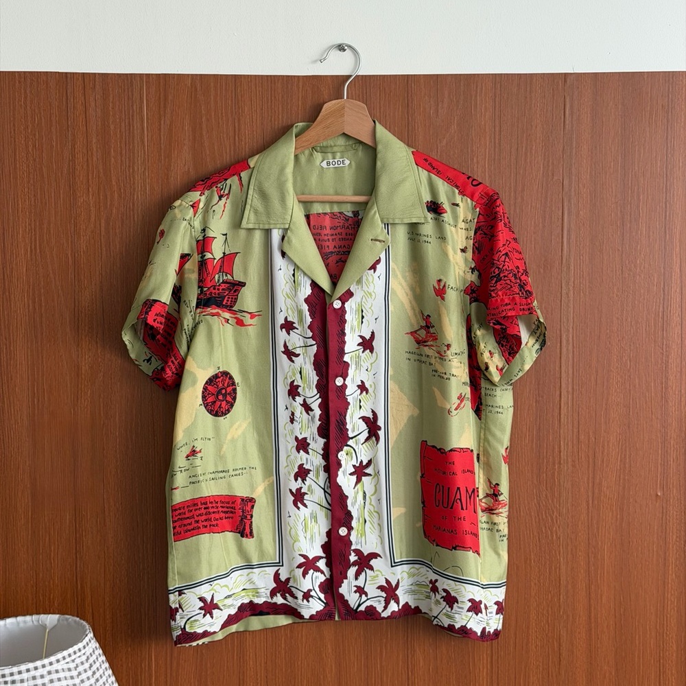 BODE - Guam Camp-Collar Printed Silk Crepe de Chine Shirt - Greens